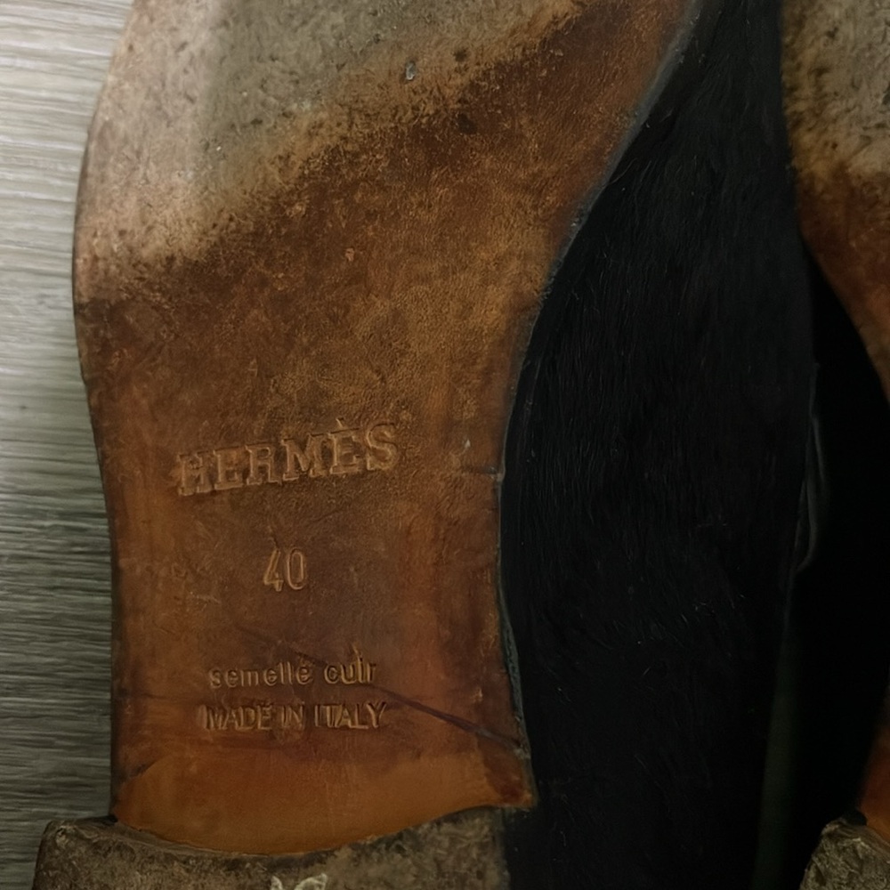 Hermes men’s black pony hair shoes 40 - Picture 13 of 14